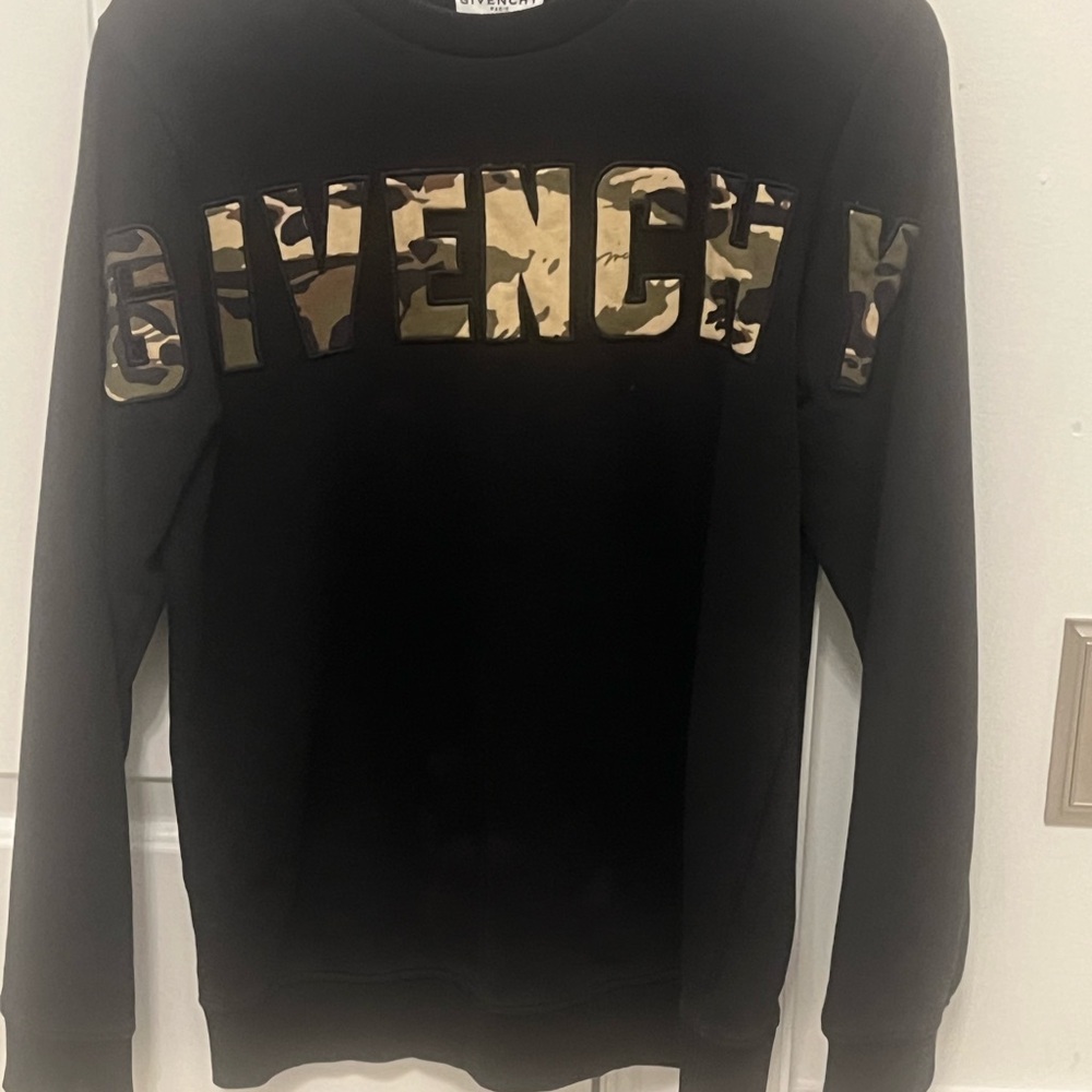 Givenchy Black and Camouflage Crewneck Sweater